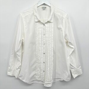 Sundance Top Shirt Plus Size XXL Tuxedo‎ Pleated Minimalist Quiet Luxury Neutral